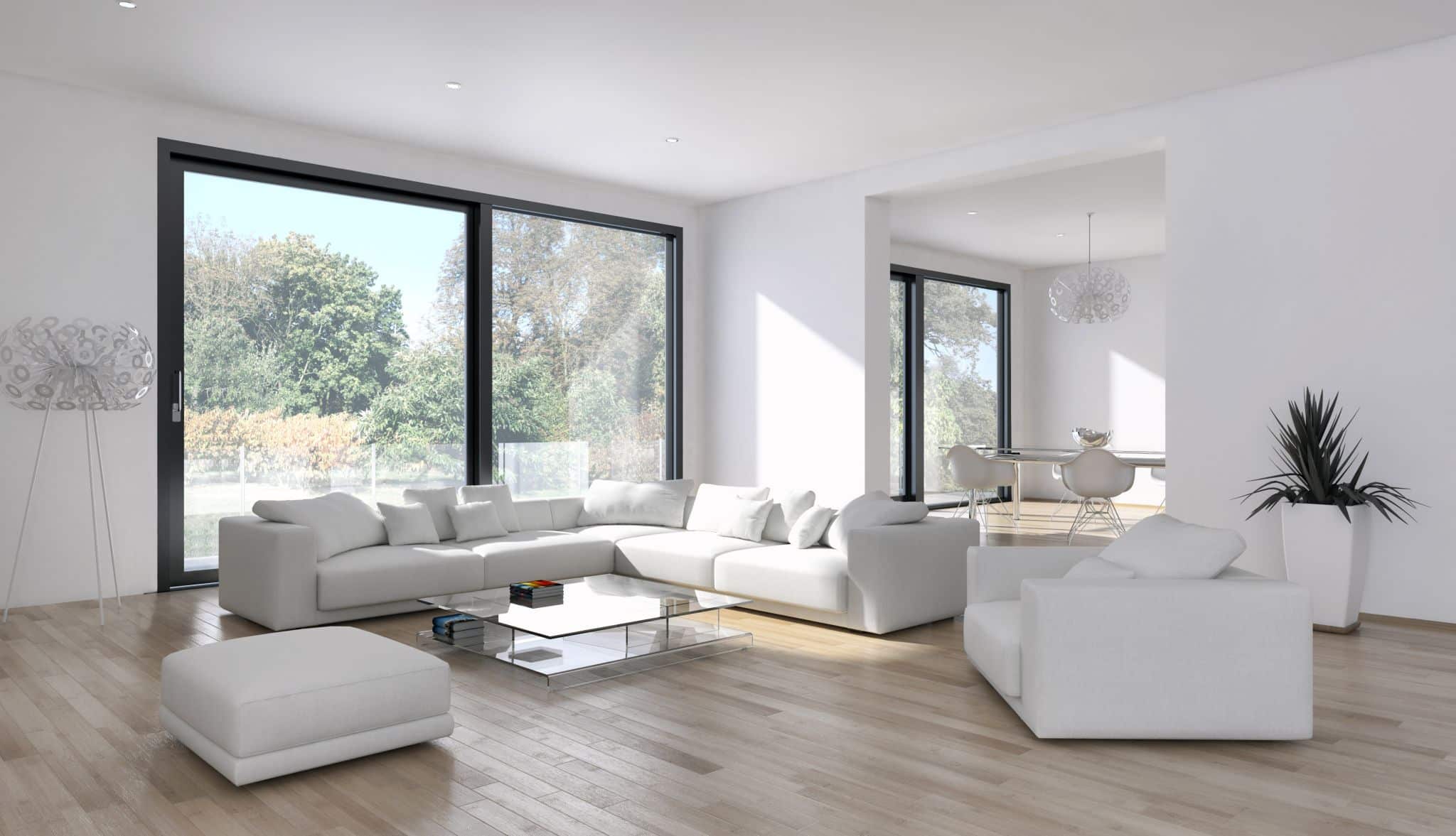 Obývačka s hliníkovými oknami