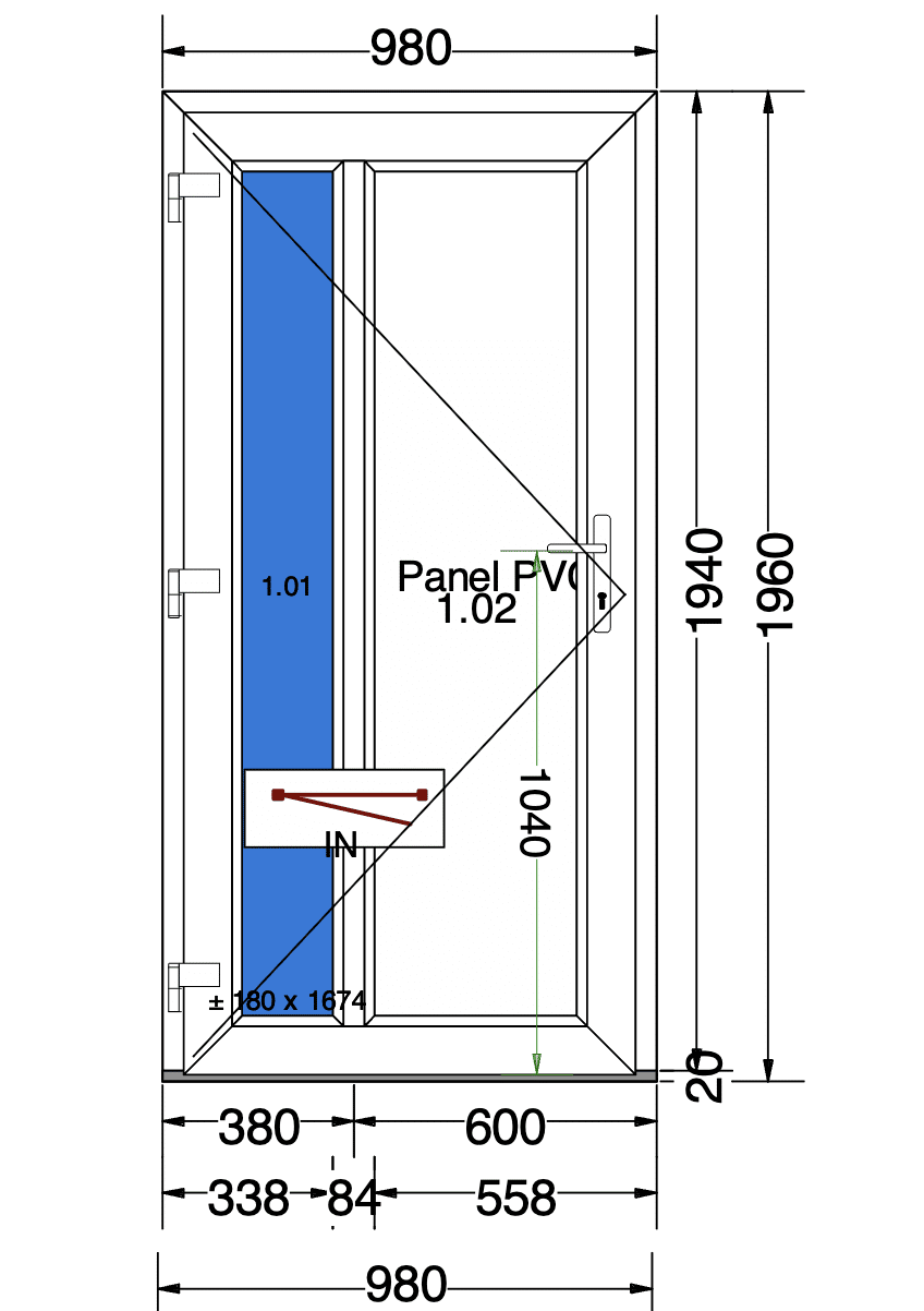 Vchodové plastové dvere 1050x2130mm