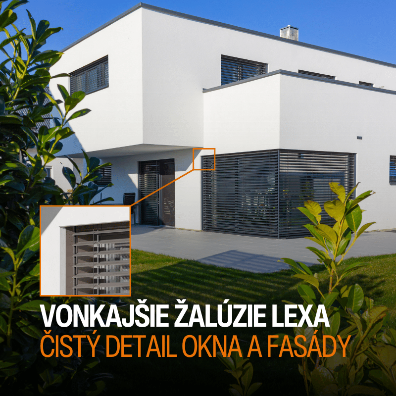 Vonkajšie žalúzie LEXA - čistý detail okien a fasády